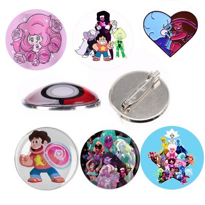 LERNEJO Adventure Cartoon Steven Universe Pin Brooch Glass Cabochon Badge Lapel Patch Tie Backpack Decor Button Magical Gifts