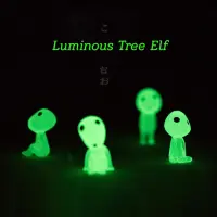 5pcs Princess Mononoke Mini Luminous Tree Elves Hayao Miyazaki Micro Landscape Cute Resin Decoration Cartoon Toy Birthday Gifts