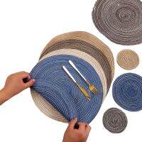 【CW】✗  2/4/6 pcs yarn mat heat insulation pad home western placemat anti-scalding tea coaster round dinner plate bowl