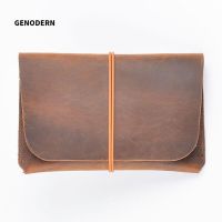 GENODERN Passport Holder Cover with Credit ID Card Holder Crazy Horse Leather Vintage Customizable Business Card Wallet Card Holders