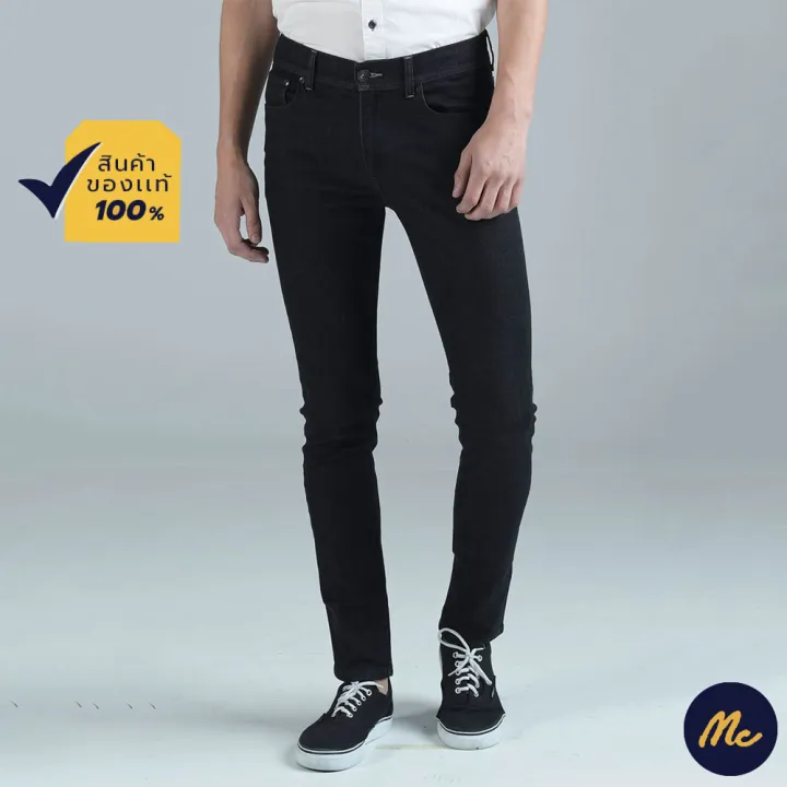 mc-jeans-กางเกงยีนส์ผู้ชาย-ทรงขาเดฟ-ผ้ายืด-สีดำ-mad6214