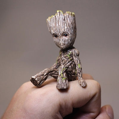 SYJY สำหรับของขวัญนั่ง Avengers ตุ๊กตาโมเดลต้นไม้ Groot รูปจำลองกรู๊ทของเล่นแอคชั่นฟิคเกอร์ Mini Groot