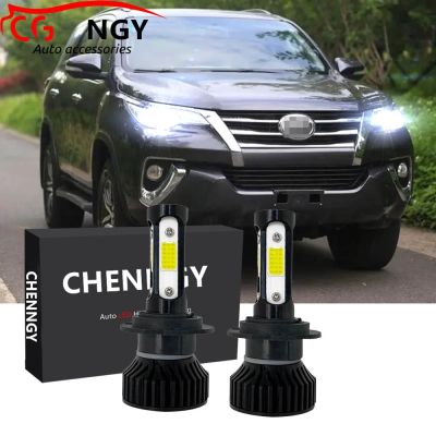 ชุดหลอดไฟหน้ารถยนต์ฮาโลเจน LED V4 6000K สีขาว แบบเปลี่ยน สําหรับ TOYOTA FORTUNER ปี 2016 2017 2018-2021 (1 คู่) เสียบและเล่น