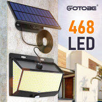 468 LED Super Bright โคมไฟพลังงานแสงอาทิตย์กลางแจ้งกันน้ำ3โหมด Motion Sensor การเหนี่ยวนำของมนุษย์ไฟสวนพลังงานแสงอาทิตย์ลานไฟโรงรถ