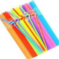 ▪ 100Pcs Plastic Bendable Drinking Straws Disposable Beverage Straws Wedding Decor Mixed Colors Party Supplies