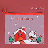 Storage Zipper Stationery File Heart Bag Student Multifunctional Ring Christmas Cartoon