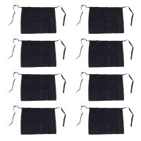 8X Black Half Apron Ladies Mens Waiter with 2 Pockets Bar Short Waist Solid