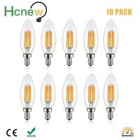 [HOT QQZIWWUJJWG 104] 10ชิ้น E14หลอดไฟ LED AC220V 4วัตต์6วัตต์เส้นใยแสงเทียน C35เอดิสันหลอดไฟย้อนยุคโบราณสไตล์วินเทจเย็นสีขาวอบอุ่นสีขาว