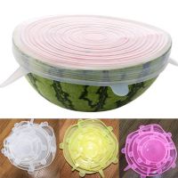 Heat Resisting 6Pcs Reusable Food Wraps Durable Silicone Lids Stretch Fits All Sizes Containers Food Save Cover