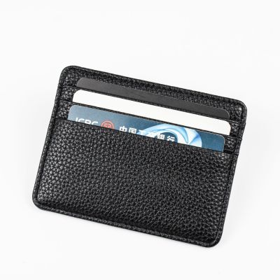 PIYALE กระเป๋าใส่บัตรแบบเรียบง่ายลายลิ้นจี่หลายช่องใส่บัตรมินิการ์ด sve ผู้ถือบัตรแฟชั่นบางเฉียบ EIID