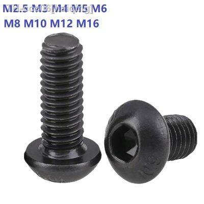 M2.5 M3 M4 M5 M6 M8 M10 M16Hex Hexagon Socket Pan Head Screw Nut Carbon Steel Black 10.9 semi-round head inner hexagon screws