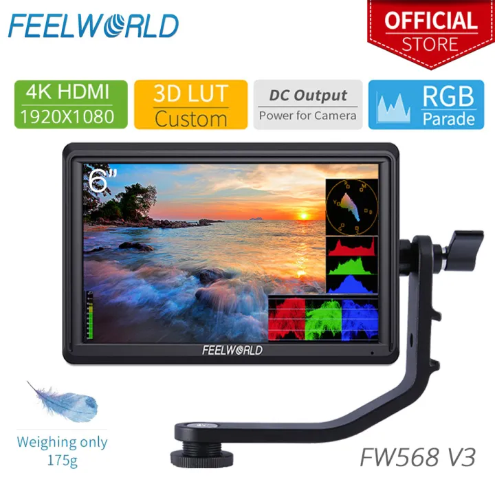 FEELWORLD FW568 V3 6นิ้ว DSLR กล้องด้วยคลื่น3D LUTs วิดีโอ Peaking