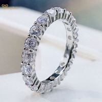 Wong Rain 100 925 Sterling Silver Created Moissanite Gemstone Wedding Band Romantic Couple Ring Fine Jewelry Gifts Wholesale