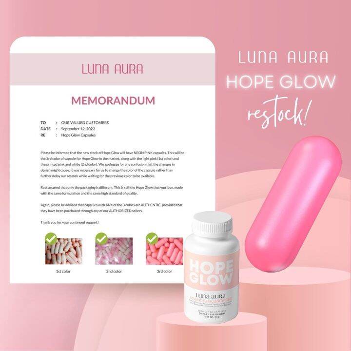 Niche HOPE GLOW Glutathione Luna Aura Whitening Capsule Intense Whitening Hope Glow