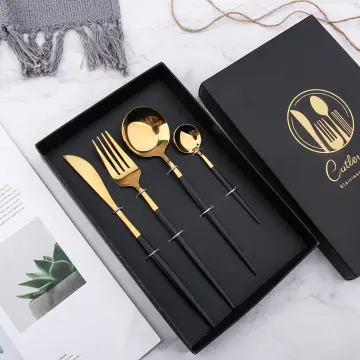 20 Pcs Black Silverware Set Stainless Steel Flatware Set for 4 Food Grade  Cutler