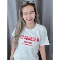 เสื้อยืดแขนสั้นงานปัก-งานป้าย CC DOUBLE O NO.43  ( S M L XL ) ผ้า Cotton100%  แพทเทิร์นทรงตรงสวมใส่ได้ทั้งชาย/หญิง