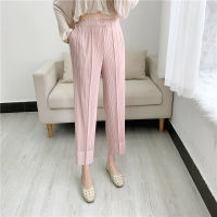 Spring and Summer Pleated Pants Tapered Cropped Pants Womens Casual Fashion All-match Pleated Pants Comfortable Casual High Waist Slimming