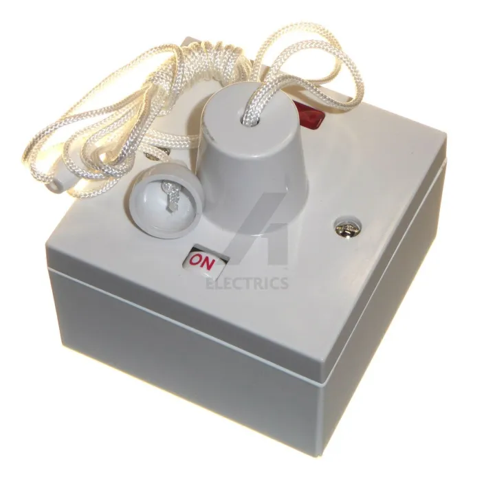 45 Amp Shower Pull Cord Ceiling Switch Deep Back Box DP On/Off ...