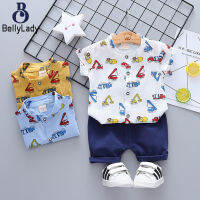 2pcs/set Boys Summer Suit Cartoon Printing Short Sleeves Stand Collar T-shirt Shorts 2 Pieces Set【fast】