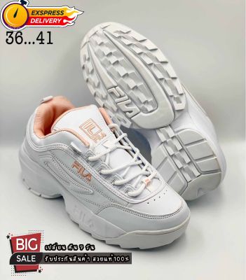 [รุ่นยอดฮิต]🥇รองเท้าผ้าใบFila* Disruptor II Size 36-45 (เผื่อ1ไซส์)👟👟รองเท้าสีขาวล้วน รองเท้าแฟชั่น รองเท้าทำงาน รองเท้ากีฬา สวยตรงปก100%