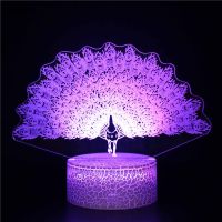 Nighdn Peacock Night Light for Kids Bedroom Decor Touch Remote Control USB Table Lamp Led Child Nightlight Gifts Color Changing Night Lights