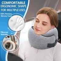 Airplane Pillow With Storage Bag Slow Rebound Cooling 360 Degree Protection Cervical Support Memory Foam U-shaped Travel Pillow Travel pillows