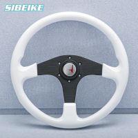 For Honda Universal 14inch White Steering Wheel JDM Sim Racing Sports Steering Wheel Black Spoke Furniture Protectors  Replacement Parts