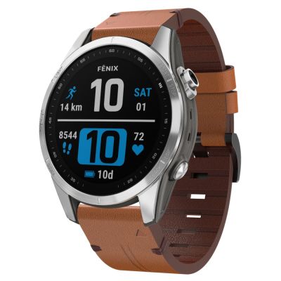 สำหรับ Garmin Fenix 7S 20Mm สายนาฬิกาข้อมือหัวเข็มขัดเหล็กหนัง (สีน้ำตาล)