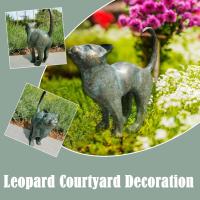 Bronze Color Resin Cat Decoration Retro Style With Mottled Outdoor Decorative Cat Figurines Garden Patio Face Sculpture A I7V5