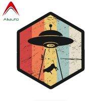 【cw】 Aliauto Car Sticker Vintage Retro UFO Alien Abduction Icon Waterproof Reflective Decal Motorcycle Accessories PVC14cmx16cm