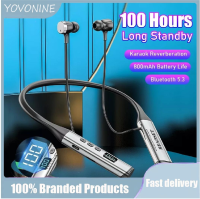 YOVONINE 100ชั่วโมงพร้อมหูฟังการ์ด TF บลูทูธ5.3หูฟังไร้สายพร้อมไมโครโฟนเบสสเตอริโอคล้องคอกีฬาชุดหูฟังสำหรับสตรีมมิ่งสด