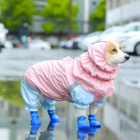 HOO Cat Dog Raincoat Hooded Clothes Waterproof Rain Jumpsuit For Big Medium Small Dogs Golden Outdoor Clothes