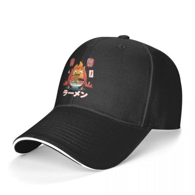 Calcifer Fire Demon Noodle Ramen Baseball Cap Howls Moving Castle Women Print Hip Hop Hats Fitted Skate Baseball Caps