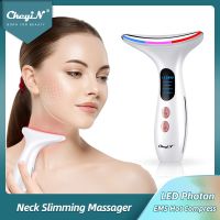 ZZOOI CkeyiN EMS Neck Slimming Massager LED Photon Skin Rejuvenation Electric Vibration Hot Compress V Face Lifting Tool Light Therapy