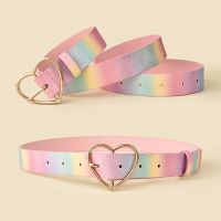 Women Sweet Style Rainbow Color Waist Belt Girdle Heart Shape Buckle Belt Summer Dress Women Casual Wear Waist Belt