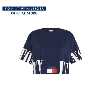 Tommy Hilfiger เสื้อครอปผู้หญิง รุ่น DW0DW15460 C87 - สีกรมท่า