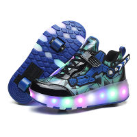 Size 28-40 Girls LED Light USB Luminous Roller Skate Wheel Sneakers Shoes with Two Wheels Children Sneaker Girls Tennis Shoes