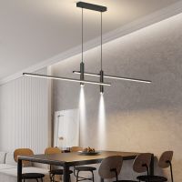 Modern Minimalist Black Led Chandeliers With Spotlights for Kitchen Dining Room Table Pendant Lamps Home Decor Lighting Fixture