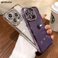 เคสตัวปกป้องกล้องถ่ายรูปเพชรแวววาวสำหรับ Iphone 14 Pro Max 11 12 13 Pro Xs Max 14 7 8 Plus X Xr Luxury ปลอกซิลิโคนเด็กผู้หญิง