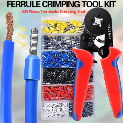 Multifunctional Wire Stripper Crimping Tool Kit - HSC8 6-66- 4A Pliers ,Self-Adjusting 8 Inch Cutter Crimper,For Tube Terminal