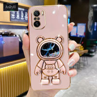 AnDyH Phone Case For Xiaomi Poco F3/Redmi K40/Redmi K40 Pro/11i/11X 6D Straight Edge PlatingQuicksand Astronauts space Bracket Soft Luxury High Quality New Protection Design