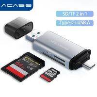 Acasis 2 In 1เครื่องอ่านการ์ดประเภท-C เพื่อ USB TF แผงขยายสัญญาณ Ipone/macbook/android สนับสนุนฟังก์ชั่น OTG ช่องเสียบบัตรเครื่องอ่านการ์ด