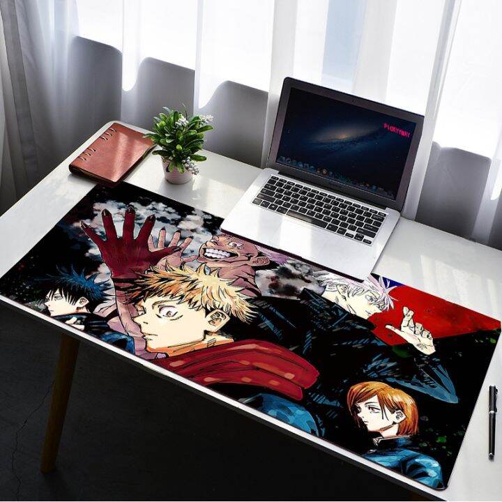 ขนาดใหญ่-jujutsu-kaisen-mouse-pad-กันน้ำเดสก์ทอปน้ำมันกันลื่นโต๊ะอุปกรณ์เกมแผ่นรองเมาส์พรมเครื่องเกมคีย์บอร์ด