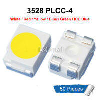 50Pcs 3528สีขาว SMD LED Common Anode 1210 3V 20mA SMT PLCC-4 Super Bright LED โคมไฟลูกปัด4ฟุต4Pin ใหม่ Original