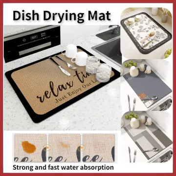  2Pcs Dish Drying Mat Washable Microfiber Dish Drainage