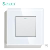 [HOT BEIJMKLHIW 547] BSEED Push Light Switch Wall Power Switch On Off ปุ่มสวิทช์โคมไฟ1/2/3Gang 2Way แก้วกรอบ Home Switch