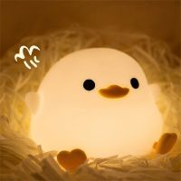 Cute Duck Night Lamp Cartoon Silicone Usb Rechargeable Sleeping Light Touch Sensor Timing Bedroom Bedside for Kid Gift Children Night Lights