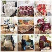 Thảm Thổ Cẩm Trải Sàn, Khăn Phủ Sofa Họa Tiết Noel Hàng Nhập Khẩu, Cao Cấp