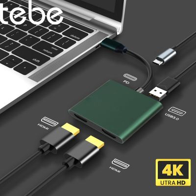 Tebe MST Type-C To HDMI-Compatible Hub 2/3/4 IN 1 USB C To Dual 4K HDMI USB PD ชาร์จเร็วสำหรับ Macbook Dell Nasus Feona
