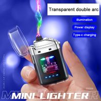 ✔ New Creative Personalized Transparent Case USB Dual Arc Charging Lighter Outdoor Windproof Igniter Best Mens Gift Customizable